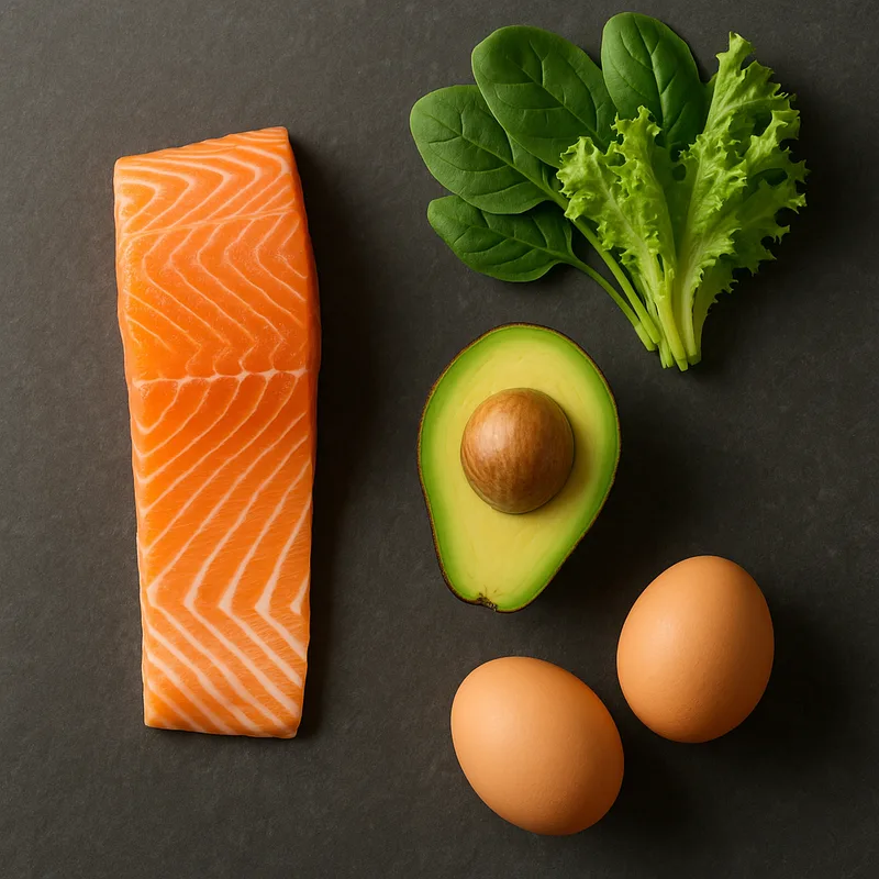 Zutaten-Collage zur Kategorie Low Carb bei schnelle-airfryer-rezepte.de.