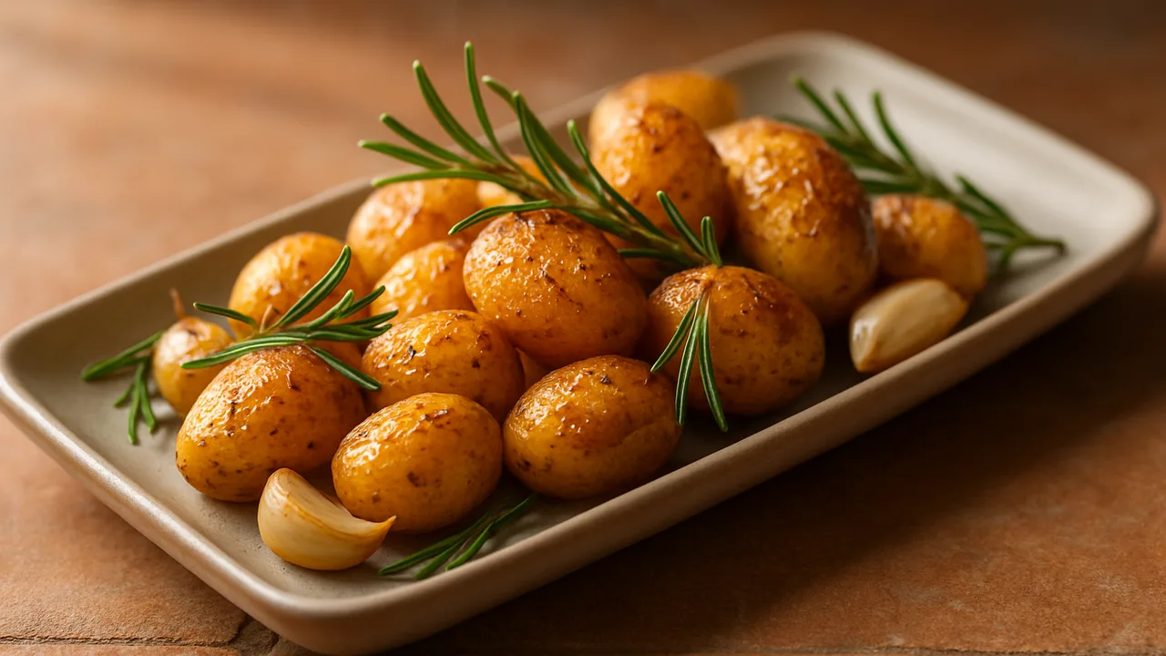 Drillinge mit Rosmarin und Knoblauch aus dem Airfryer mit Drillinge (kleine Kartoffeln) und Rosmarin, auf …